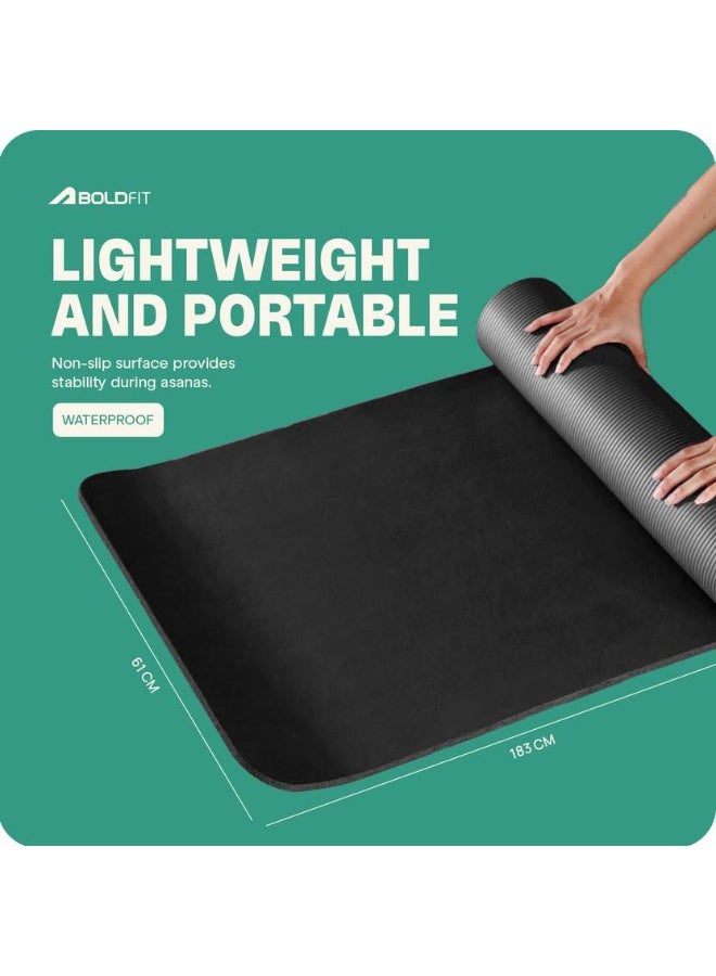 BOLDFIT BOLDFIT for Men 8mm Women Nbr Yoga Mat Exercise Mat Workout Gym Carry Strap Black 8 mm Yoga Mat  - Image 4