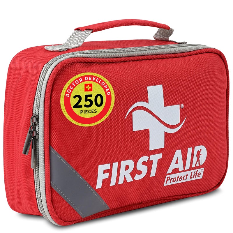 Protect Life Survival First Aid Kit for HomeBusiness Camping Survival Kits Mini Travel First Aid Kit Camping Equipment Small Kits for Car Outdoor Emergency Survivals Pack 250pcs