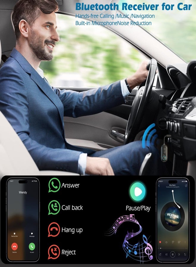KAIY Airplane Bluetooth Adapter for Headphones, Bluetooth Transmitter for TV to Headphones, 3.5mm Car Adapter for Handsfree Call Music, Audio Receiver for Home Speaker, KAIY Wireless Transmitter Receiver - Image 5