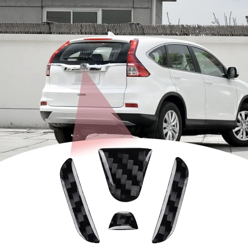 LANZMYAN Compatible with Car Rear Tailgate Emblem Logo Trim Accessories Carbon Fiber Emblem Badge Decal Cover Sticker for Honda CRV 4th Gen 2012-2017,Black - Image 1