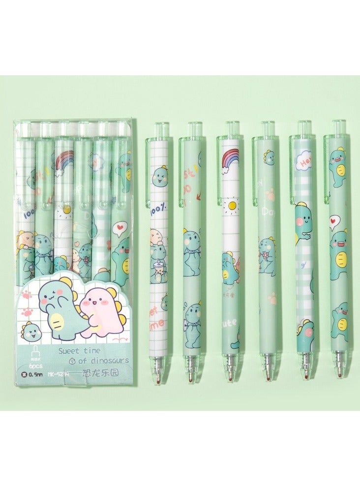 Cute Dinosaur 0.5mm Black Writing Pen (Set of 6)