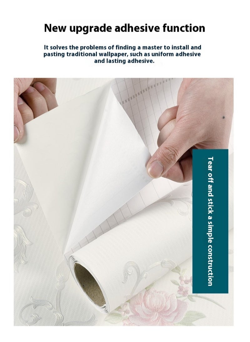 SISGL ورق جدران غير منسوج بنمط زهور داماسك 3D بارز ذاتي اللصق وقابل للإزالة ورق جدران سميك ورق جدران حماية بيئية لتزيين الجدران في غرفة النوم، غرفة المعيشة، المطبخ والحمام - Image 4