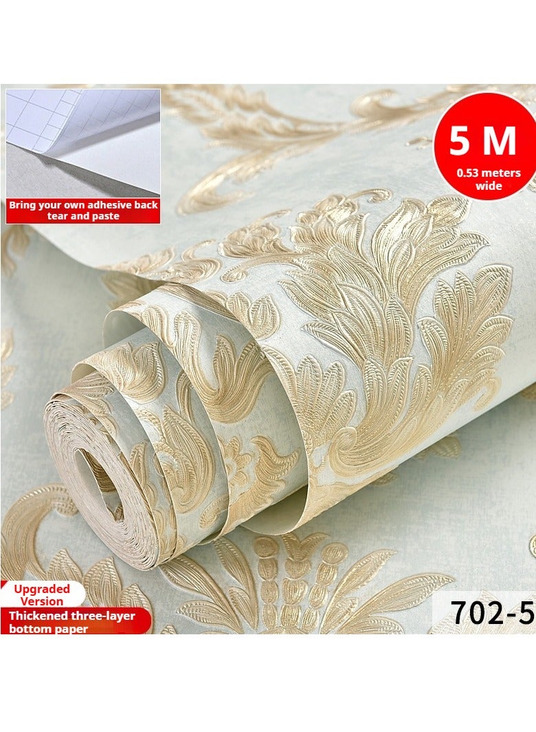 SISGL ورق جدران غير منسوج بنمط زهور داماسك 3D بارز ذاتي اللصق وقابل للإزالة ورق جدران سميك ورق جدران حماية بيئية لتزيين الجدران في غرفة النوم، غرفة المعيشة، المطبخ والحمام - Image 1