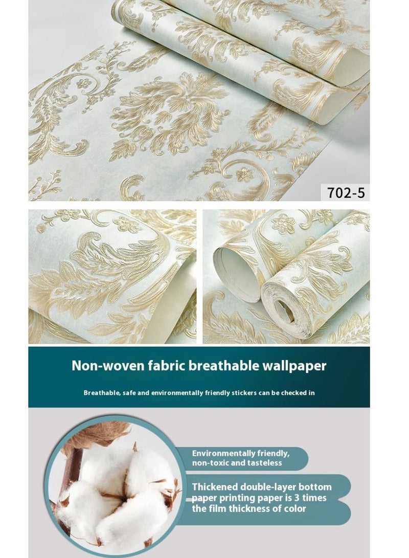 SISGL ورق جدران غير منسوج بنمط زهور داماسك 3D بارز ذاتي اللصق وقابل للإزالة ورق جدران سميك ورق جدران حماية بيئية لتزيين الجدران في غرفة النوم، غرفة المعيشة، المطبخ والحمام - Image 2