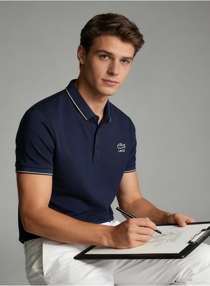 Laco Men's Polo shirt summer business leisure lapel short sleeve T-shirt multicolor optional. - Image 1