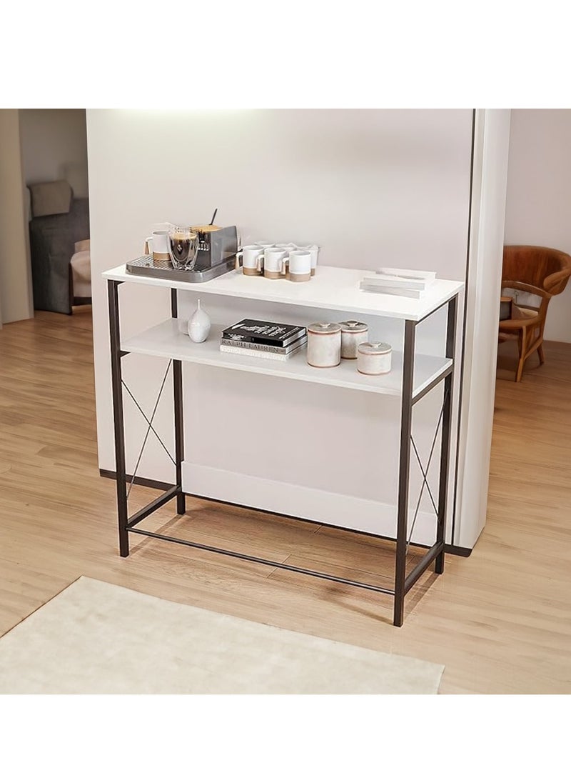 AGD - Coffee corner table, console entrance table, to arrange and organize your needs - white / black - Image 1