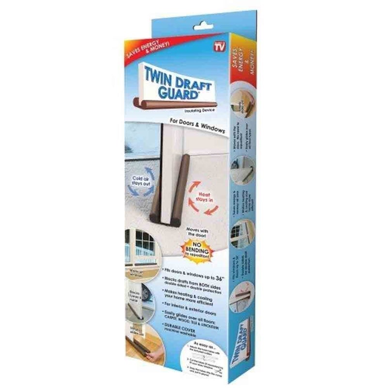 BLAPOXE BLAPOXE Special for Safety Twin Door Draft Guard Stop Unwanted Light and Stop Escaping of Cool Air from Air Conditioner SplitWindow Brown  - Image 1