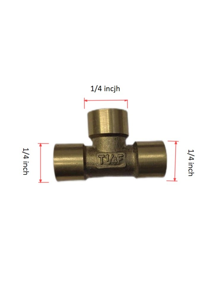GA    Brass Female Tee 1/4  inch Brass Plumbing Fittings Set, High-Purity Copper Alloy, BSPT Thread Standard - Image 2