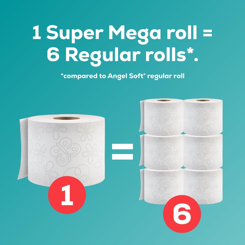 Angel Soft Toilet Paper, 6 Super Mega Rolls = 36 Regular Rolls, Soft and Strong Toilet Tissue - Image 3
