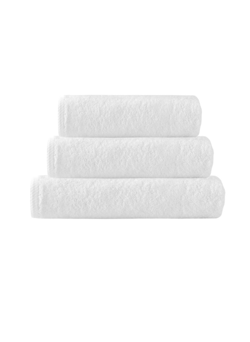 Blueberry Pack of 3 - 1 Bath Towel 100% Cotton  600GSM (100x180)+1 Pc Bath Towel (90x180)+ 1 pc Bath Towel (80x160) Highly Absorbent Super Durable, Color - White - Image 1