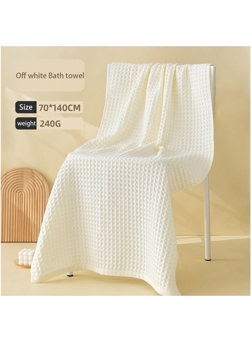 مجموعة منشفة حمام ناعمة ، 2 حجم 100٪ قطن وافل WeaveTowels (قبالة الأبيض ، 70 * 140 سم) - Image 2