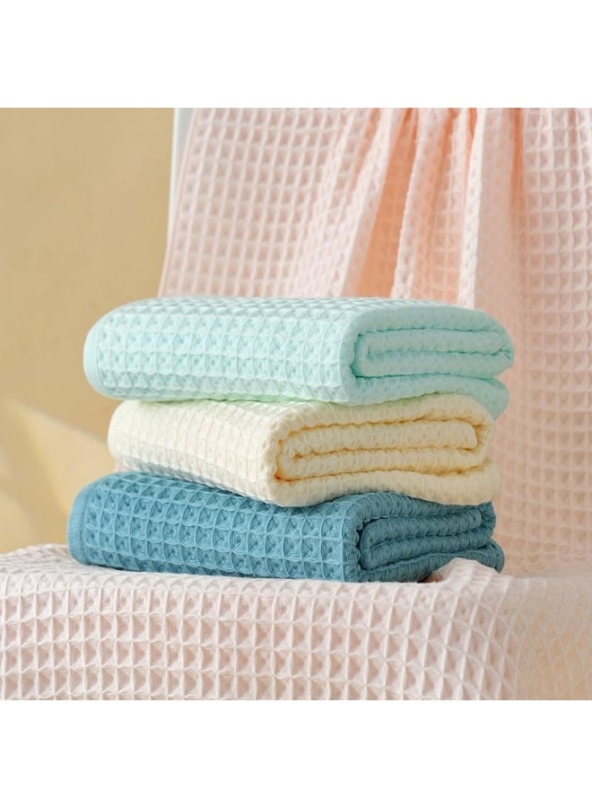 مجموعة منشفة حمام ناعمة ، 2 حجم 100٪ قطن وافل WeaveTowels (قبالة الأبيض ، 70 * 140 سم) - Image 4