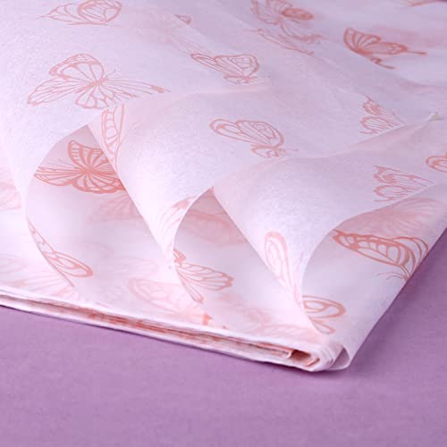 KINBOM 30pcs 35 x 50cm/ 13.8 x 19.7 inch Butterfly Tissue Paper, Rose Gold Wrapping Paper Sheets Metallic Packing for DIY Crafts Baby Showers Birthday Wedding Gift Bags - Image 3