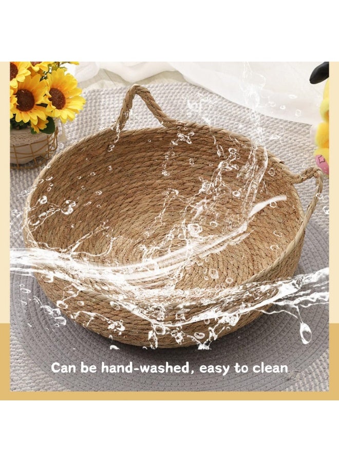 XiuWoo Natural Rattan Round Cat Bed with Washable Cushion - Handwoven Pet House for Cats/Small Dogs, Durable Scratching Board Design, Removable & Washable - Image 4