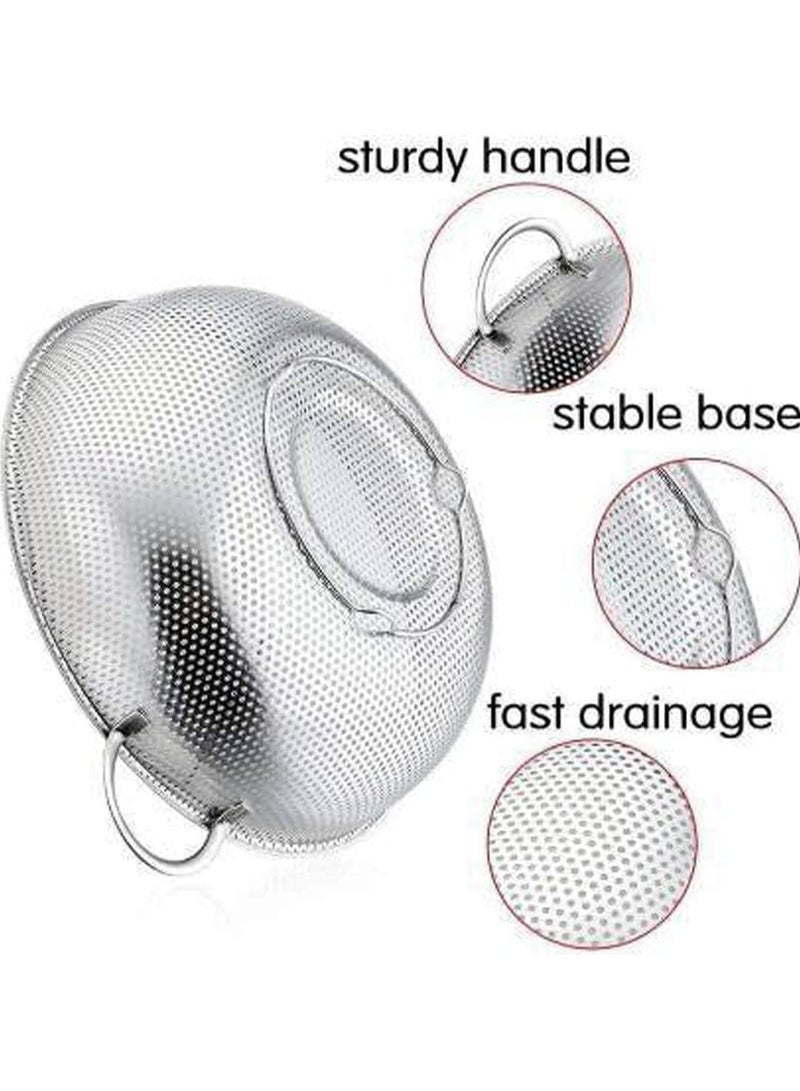 متعددة الأغراض الفولاذ المقاوم للصدأ كولاندر مصفاة الصرف مع مقبض للمطبخ / تصريف المعكرونة / شطف الخضروات الفواكه - Image 3