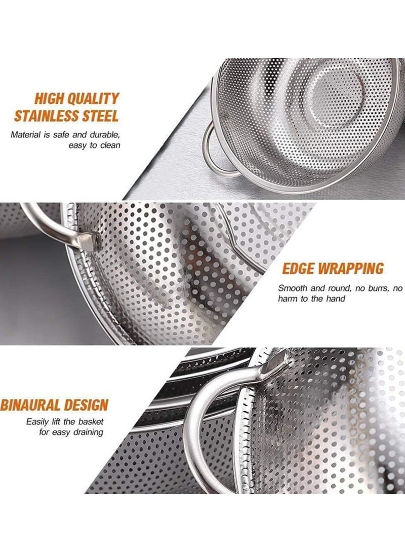 متعددة الأغراض الفولاذ المقاوم للصدأ كولاندر مصفاة الصرف مع مقبض للمطبخ / تصريف المعكرونة / شطف الخضروات الفواكه - Image 2