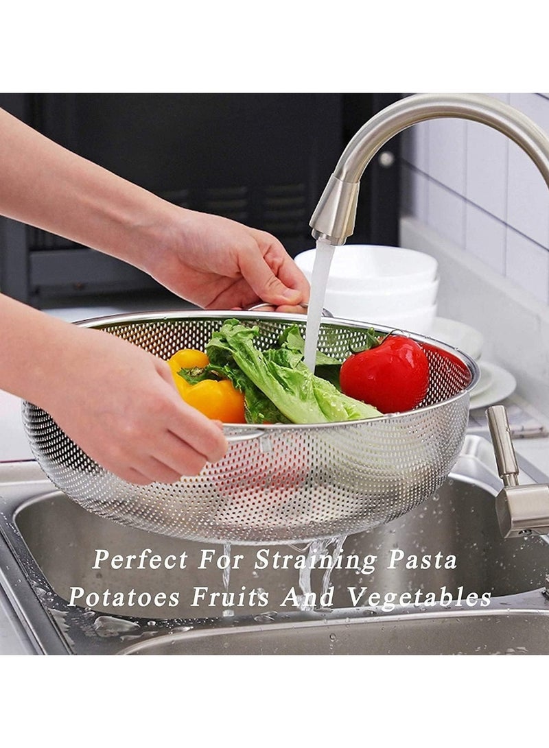 متعددة الأغراض الفولاذ المقاوم للصدأ كولاندر مصفاة الصرف مع مقبض للمطبخ / تصريف المعكرونة / شطف الخضروات الفواكه - Image 4