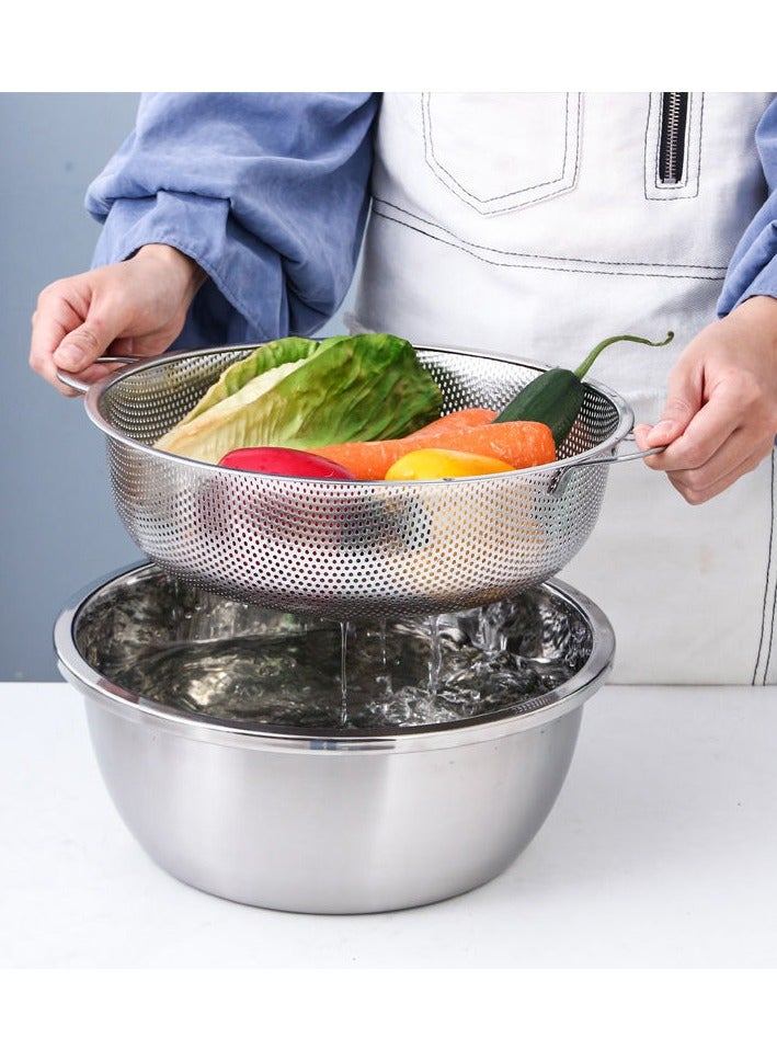 متعددة الأغراض الفولاذ المقاوم للصدأ كولاندر مصفاة الصرف مع مقبض للمطبخ / تصريف المعكرونة / شطف الخضروات الفواكه - Image 5