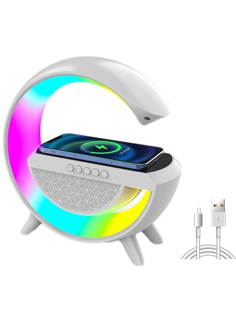 DubaiGallery RGB Atmosphere Lamp,Color Changing Mood Light with Wireless Charger,15W LED Bedside lamp with Time Display, Dimmable Night Light with Alarm Clock, Bluetooth Speaker and APP Control for Bedroom, Party - Image 1