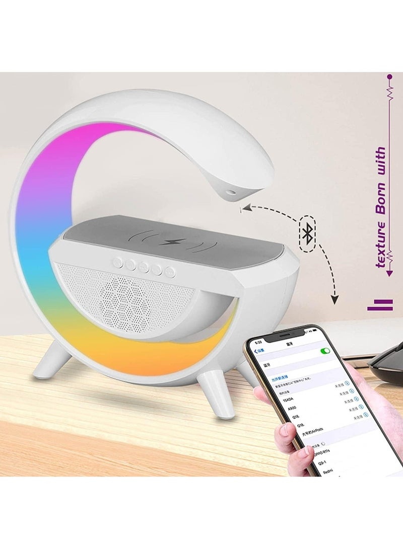 DubaiGallery RGB Atmosphere Lamp,Color Changing Mood Light with Wireless Charger,15W LED Bedside lamp with Time Display, Dimmable Night Light with Alarm Clock, Bluetooth Speaker and APP Control for Bedroom, Party - Image 2