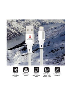 SWISS MILITARY USB to Lightning 2M Braided Cable, 20 W Output Capacity with Heat resistant insulated coating,Compatible for iPhone 13 Pro/13 Pro Max/13/13 mini, New iPad 9 iPad Pro 10.5""/12.9""-White  - Image 2