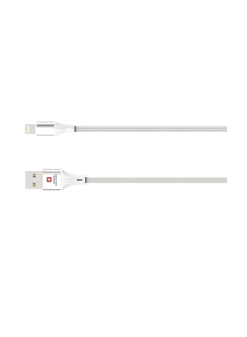 SWISS MILITARY USB to Lightning 2M Braided Cable, 20 W Output Capacity with Heat resistant insulated coating,Compatible for iPhone 13 Pro/13 Pro Max/13/13 mini, New iPad 9 iPad Pro 10.5""/12.9""-White - Image 5