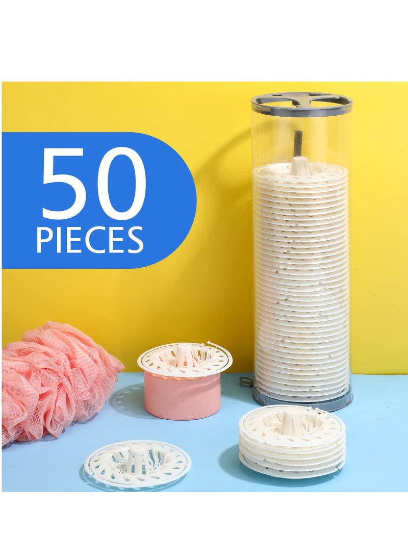 SYOSI - 50 Pack Disposable Drain Hair Catcher Bathtub Drain Cover, Plastic Hair Trap Bathroom Accessories, Shower Drain Strainer Trap Suit for Bathroom Bathtub Kitchen Floor Tub Drain White - Image 1
