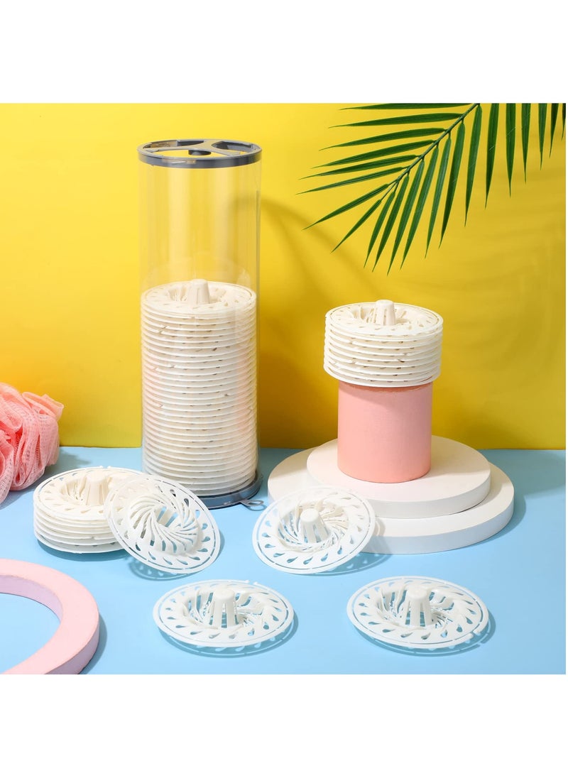 SYOSI - 50 Pack Disposable Drain Hair Catcher Bathtub Drain Cover, Plastic Hair Trap Bathroom Accessories, Shower Drain Strainer Trap Suit for Bathroom Bathtub Kitchen Floor Tub Drain White - Image 1