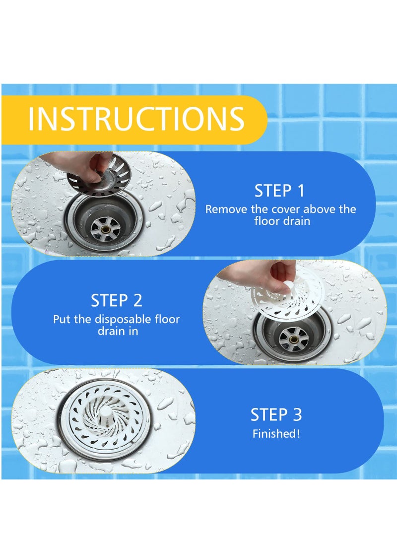 SYOSI - 50 Pack Disposable Drain Hair Catcher Bathtub Drain Cover, Plastic Hair Trap Bathroom Accessories, Shower Drain Strainer Trap Suit for Bathroom Bathtub Kitchen Floor Tub Drain White - Image 1