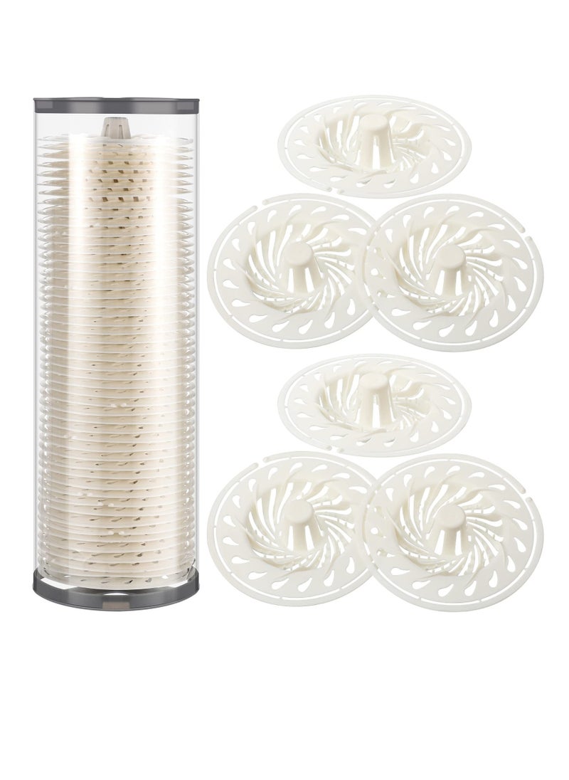 SYOSI - 50 Pack Disposable Drain Hair Catcher Bathtub Drain Cover, Plastic Hair Trap Bathroom Accessories, Shower Drain Strainer Trap Suit for Bathroom Bathtub Kitchen Floor Tub Drain White - Image 1