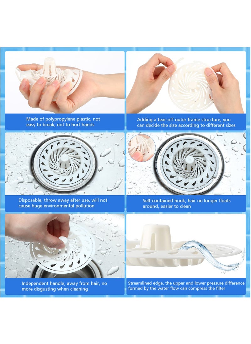 SYOSI - 50 Pack Disposable Drain Hair Catcher Bathtub Drain Cover, Plastic Hair Trap Bathroom Accessories, Shower Drain Strainer Trap Suit for Bathroom Bathtub Kitchen Floor Tub Drain White - Image 1
