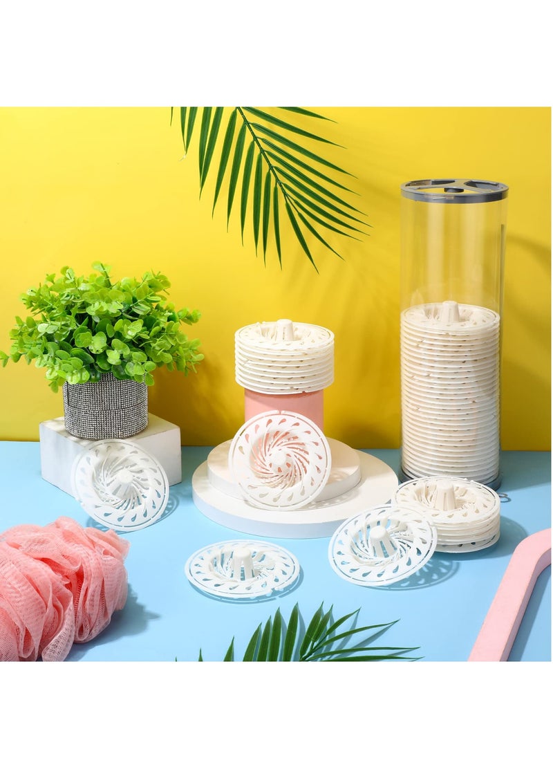 SYOSI - 50 Pack Disposable Drain Hair Catcher Bathtub Drain Cover, Plastic Hair Trap Bathroom Accessories, Shower Drain Strainer Trap Suit for Bathroom Bathtub Kitchen Floor Tub Drain White - Image 1