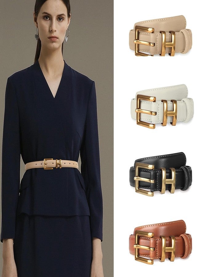 Aurolran Women's Fashion Classic Metal Buckle Leather Belt with Jeans Dress - Image 5