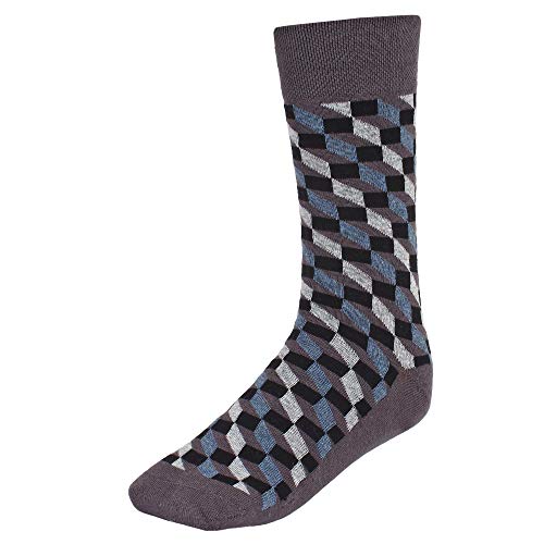 Creature Men's Cotton Calf Length Check Print Formal Socks Combo of 3||(SCS-13.3)|| - Image 3