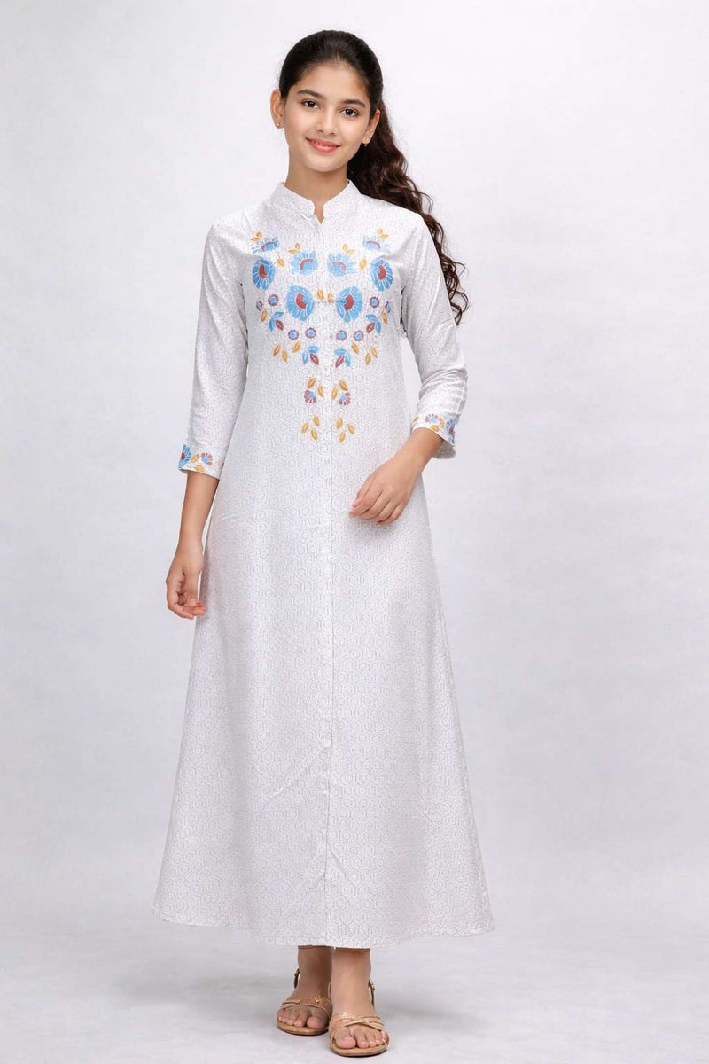 HANA & SARA Unique Long Girls Trendy Printed Arabic Jalabiya - Image 3