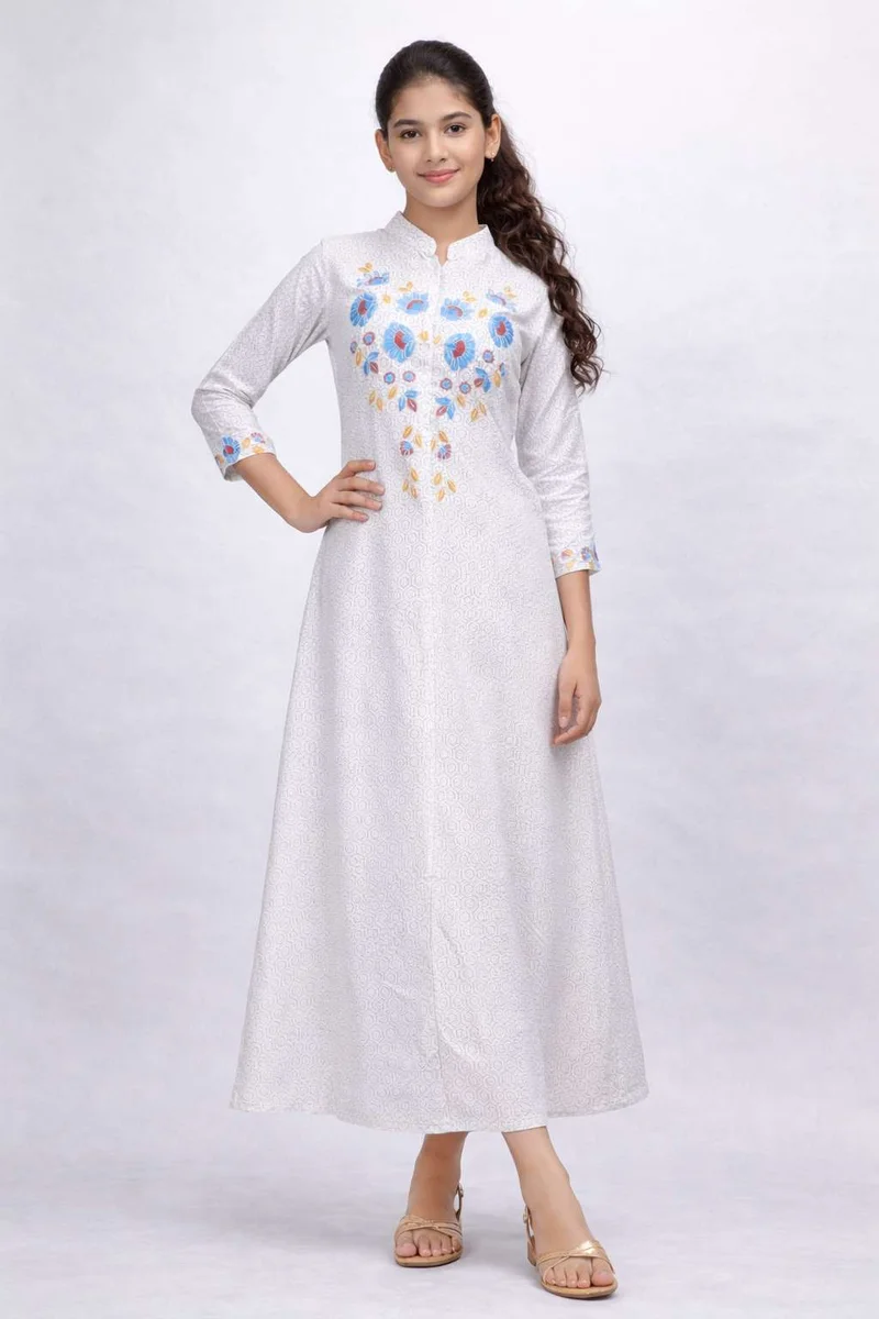 HANA & SARA Unique Long Girls Trendy Printed Arabic Jalabiya