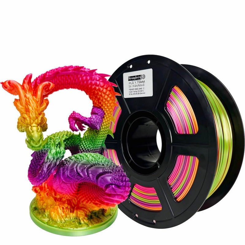 Stronghero3D PLA 3D Printer Filament 1.75mm,Candy Silk Rainbow S3,Multi Color,Net Weight 1kg(2.2lbs) Accuracy +/-0.05mm - Image 1
