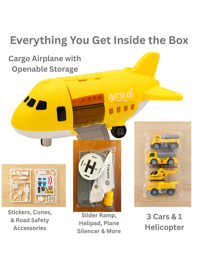 SARAOONT Cargo Plane Toy Play Set for Kids - Includes Cars - Diecast Aircraft - Transport and Cargo Carrier - Yellow Airplane Toy for Endless Fun - Image 2