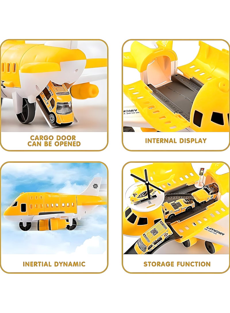 SARAOONT Cargo Plane Toy Play Set for Kids - Includes Cars - Diecast Aircraft - Transport and Cargo Carrier - Yellow Airplane Toy for Endless Fun - Image 5