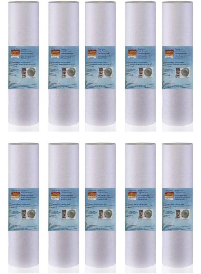 Royal Apex Water Filter Replacement Cartridges 10" Polypropylene Cotton Sponge Universal Cartridges, Standard Pre-filter Yarn Sediment for Standard RO Systems (Pack of 10, 10" Sponge (70g)) - Image 1