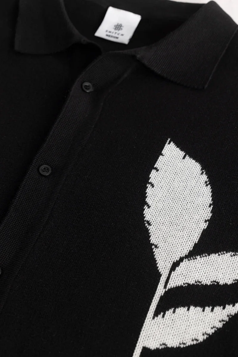 SNITCH Plumaleaf Black Knitted Shirt