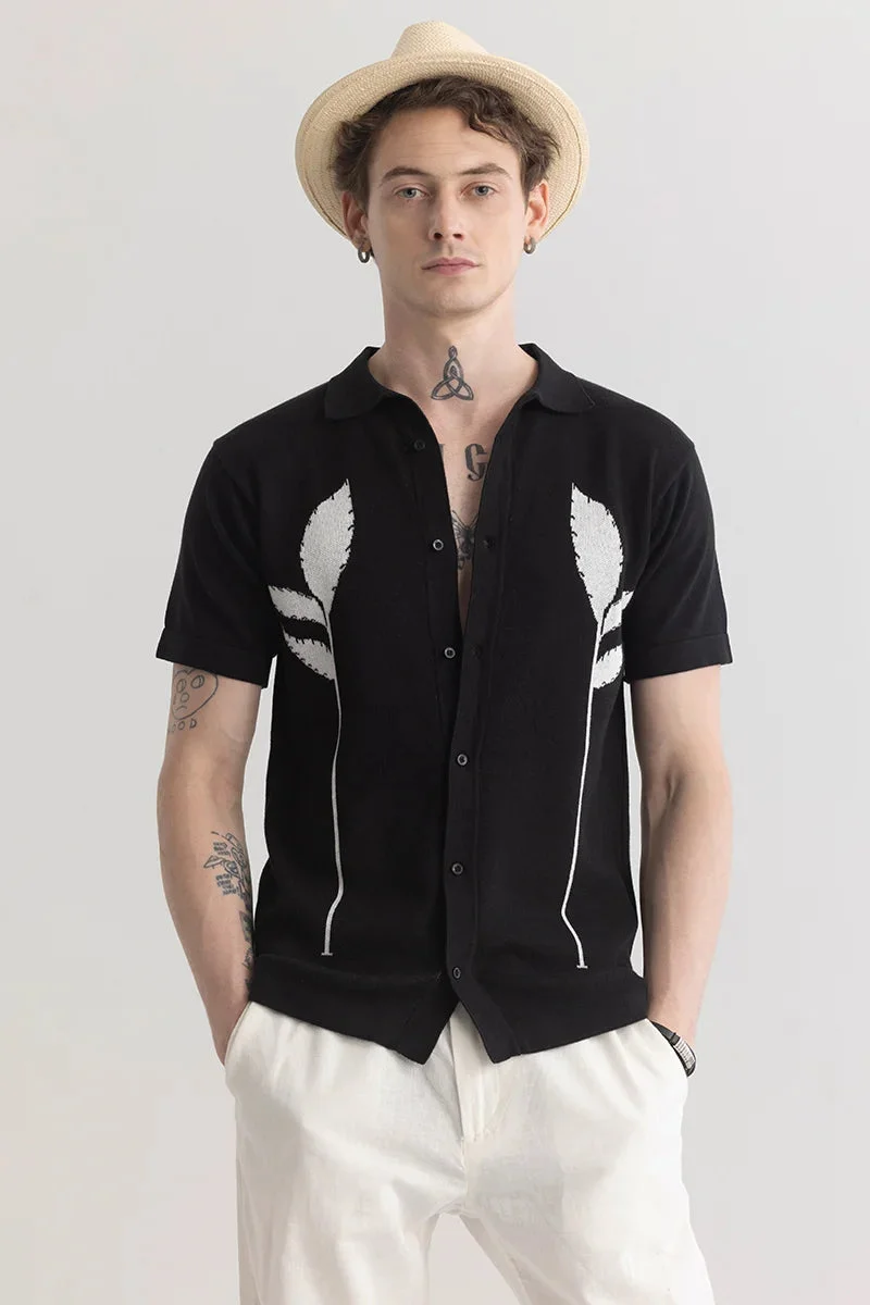 SNITCH Plumaleaf Black Knitted Shirt