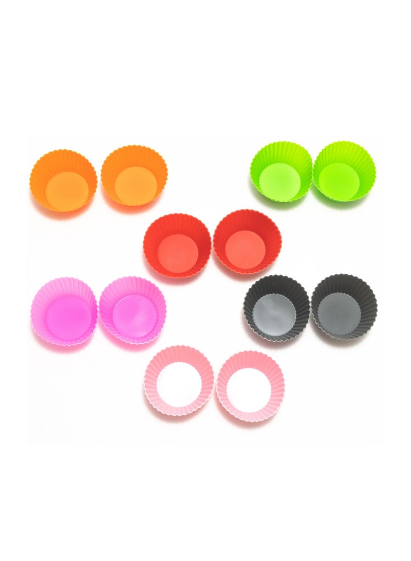 Home Care Silicone Cupcake Mold [Set of 12] – Baking Tools, Reusable Silicone Cake Liner in 6 Unique Colors, Silicone Cupcake Liner, Food-Grade Non-Stick Muffin Liners for Baking | Baking Accessories - Image 1