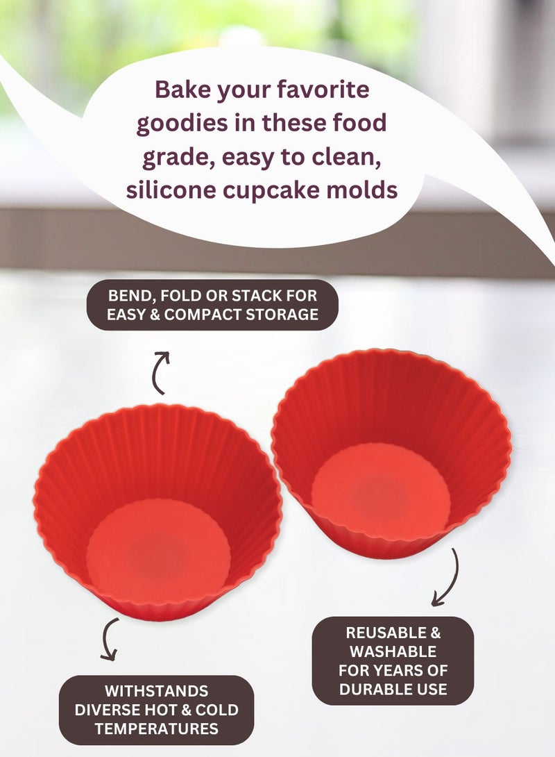 Home Care Silicone Cupcake Mold [Set of 12] – Baking Tools, Reusable Silicone Cake Liner in 6 Unique Colors, Silicone Cupcake Liner, Food-Grade Non-Stick Muffin Liners for Baking | Baking Accessories - Image 4