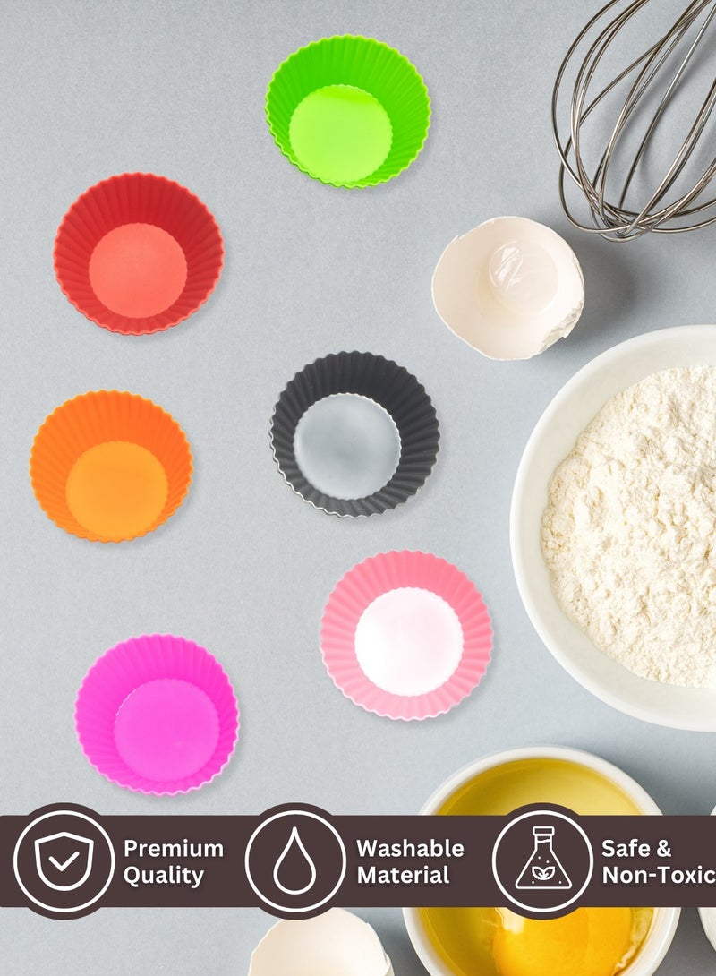 Home Care Silicone Cupcake Mold [Set of 12] – Baking Tools, Reusable Silicone Cake Liner in 6 Unique Colors, Silicone Cupcake Liner, Food-Grade Non-Stick Muffin Liners for Baking | Baking Accessories - Image 5