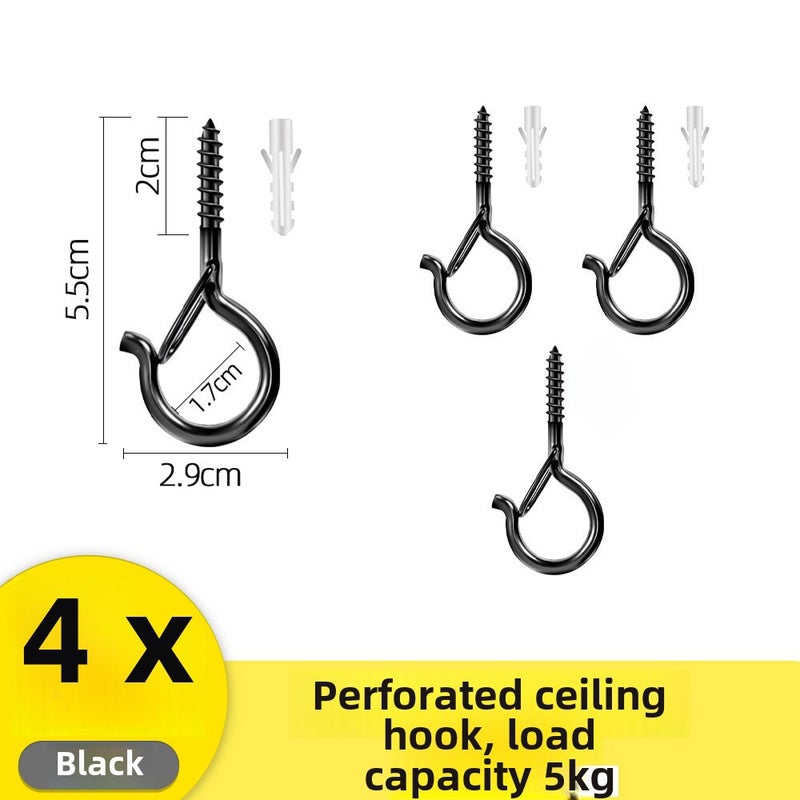 Adhesive Ceiling Hooks with Lock for Hangings Black perforated installation ceiling hook 4