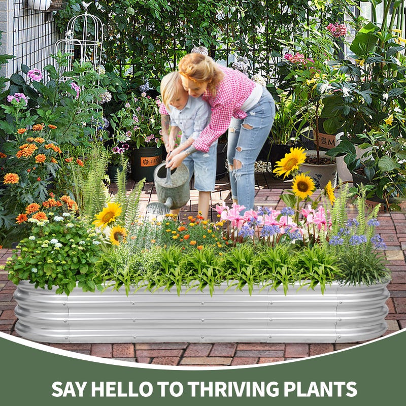 1MORE Galvanized Raised Garden Bed- Planter Garden Boxes Outdoor, Raised Beds for Gardening, 6x2x1ft Metal Garden Bed Kit for Vegetables Flower, Planter Raised Beds with Protective Tape & Tools.Silver - Image 2