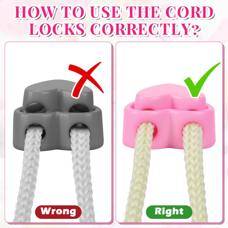 Hysagtek Plastic Cord Locks For Drawstrings Shoelaces  100 Pcs Heart Shape Double Hole Spring Cord Lock Knitting Needle Stoppers Fastener Slider Toggles For Drawstrings - Image 5