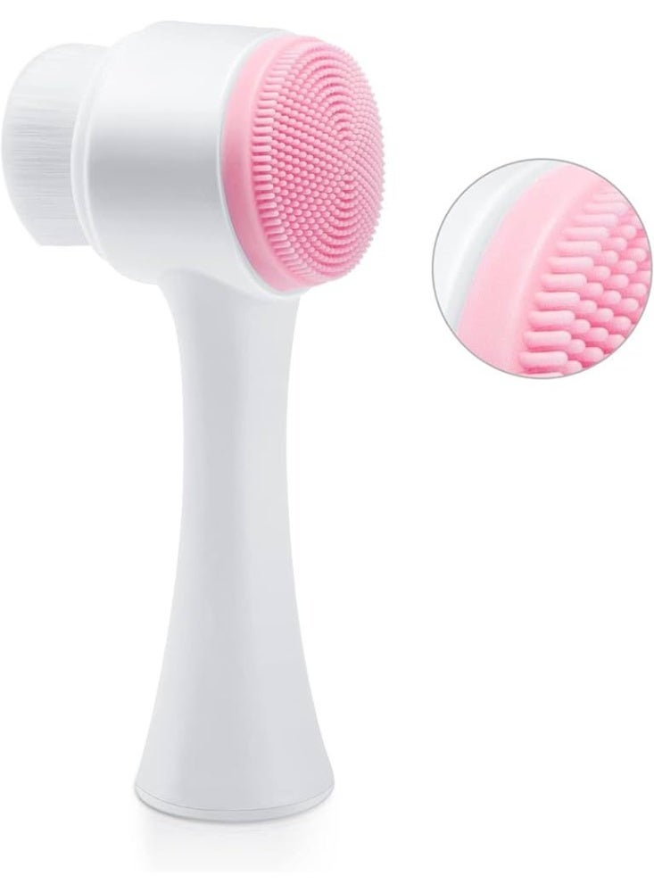 Silicone Double Sided Face Washing Facial Brush Face Massage Facial Cleanser Brush (Color may vary) 2PC - Image 1