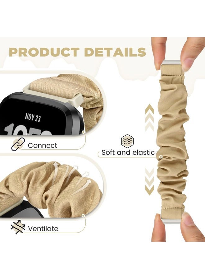ShuYo Scrunchie Watch Bands for Fitbit Versa/Versa 2 / Versa Lite/Versa SE Women Men,Replacement Soft Nylon Stretchy Wristabnd For Fitbit Versa Smart Watch (Black+Starlight+Smoky purple+Pink, 23mm L) - Image 4